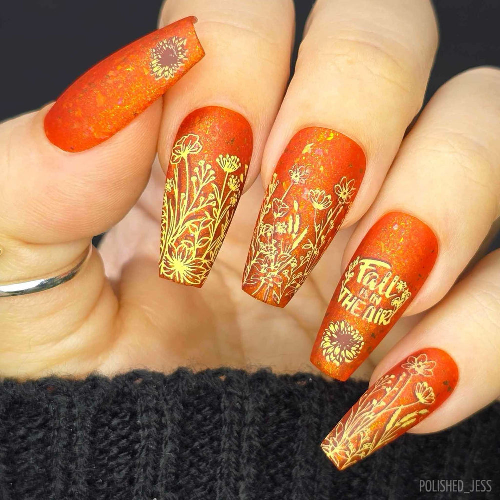 Golden Bouquets (M550) - Nail Stamping Plate