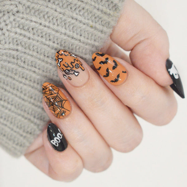 Fright Night stamped manicure