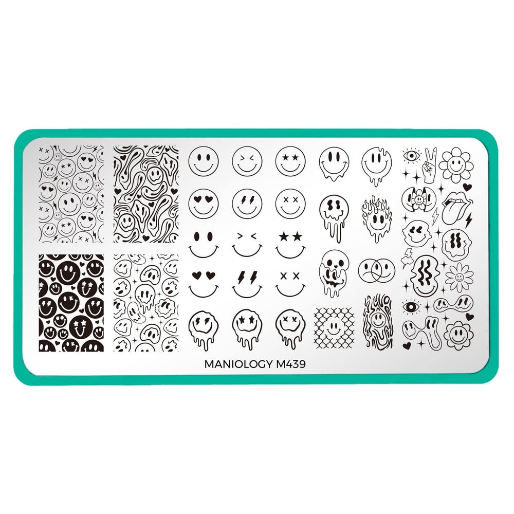 Happy Face Nails (M439) - Nail Stamping Plate