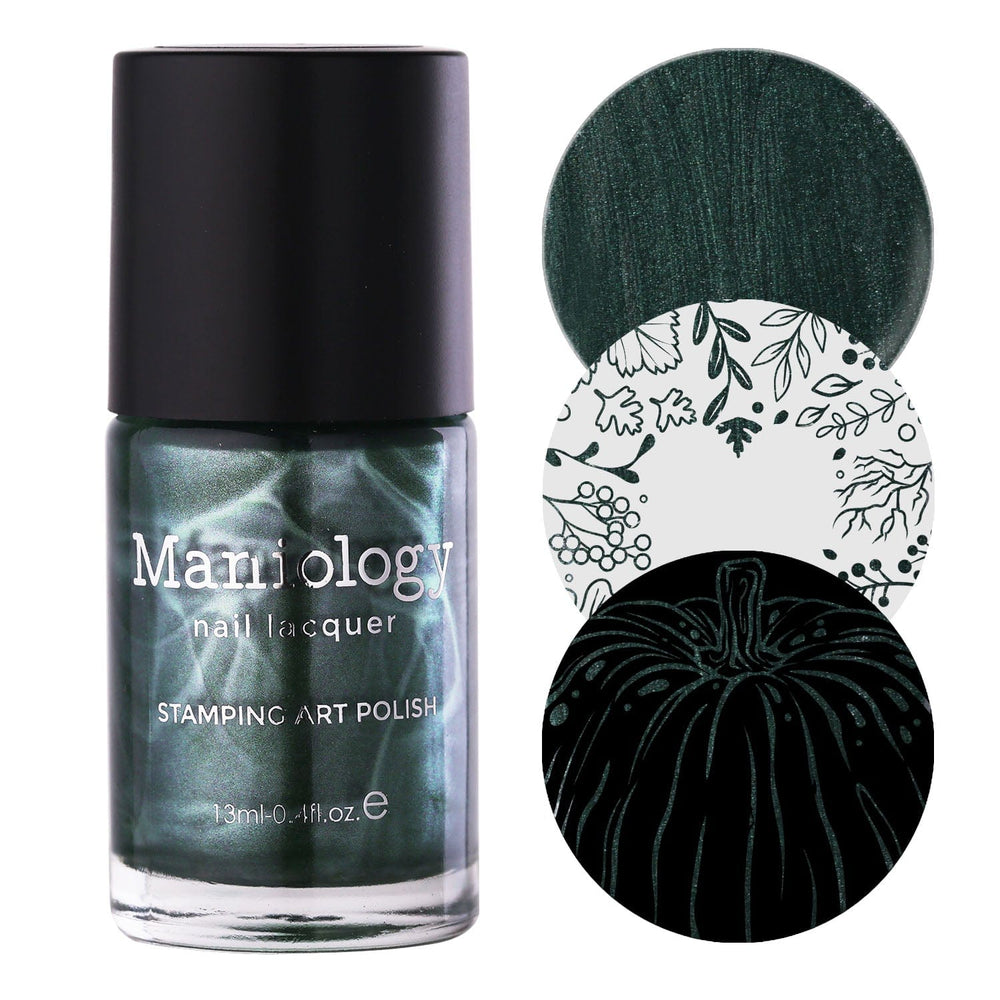 Harvest Hues: Falling Leaves (B529) - Green Metallic Stamping Polish