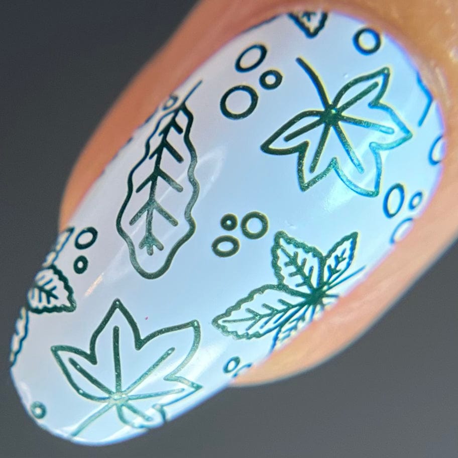 Harvest Hues: Falling Leaves (B529) - Green Metallic Stamping Polish