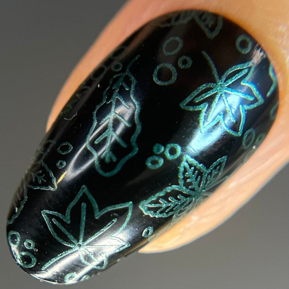 Harvest Hues: Falling Leaves (B529) - Green Metallic Stamping Polish