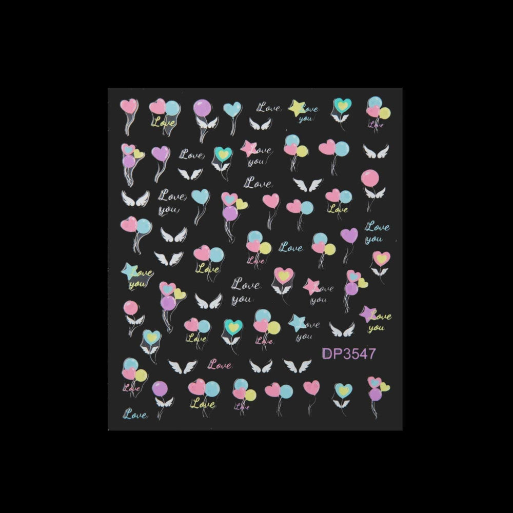 Heart Balloons (DP3547) - Spring Nail Art Sticker Sheet