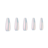 Iridescent Clear Press On Nails - Medium Coffin
