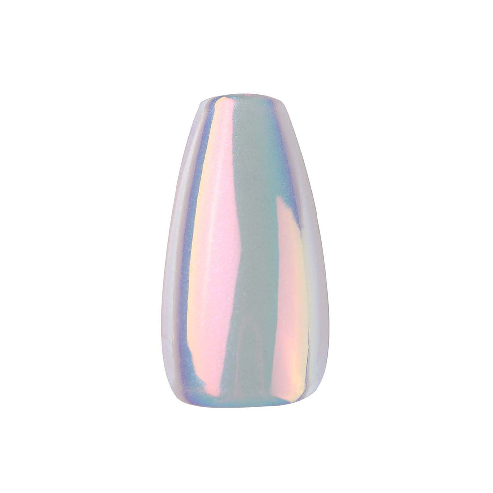 Iridescent Clear Press On Nails - Medium Coffin