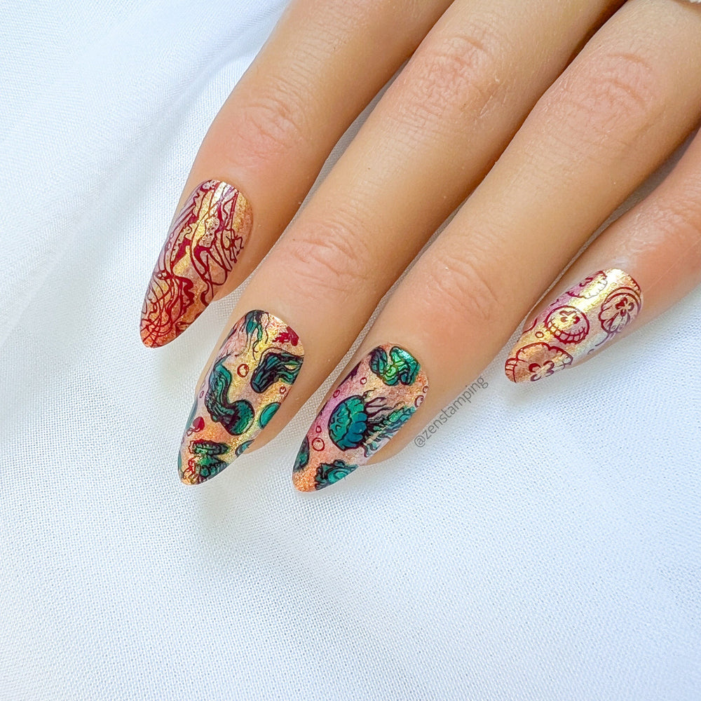 Jellyfish Bloom (M486) - Nail Stamping Plate