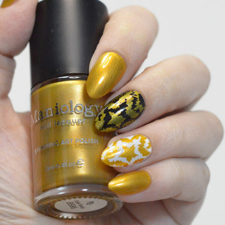 Solar Swirl (B586) - Dark Yellow Metallic Stamping Polish