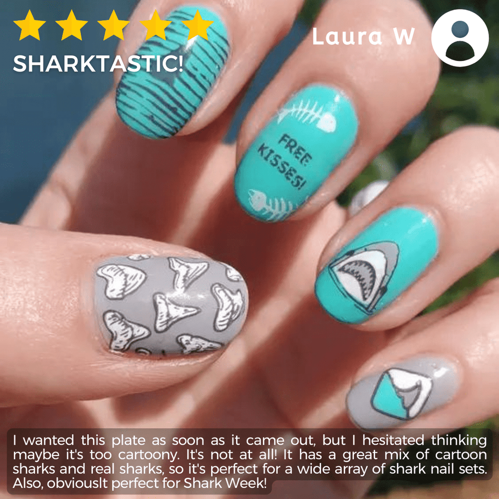 Kiss a Shark (M377) - Nail Stamping Plate