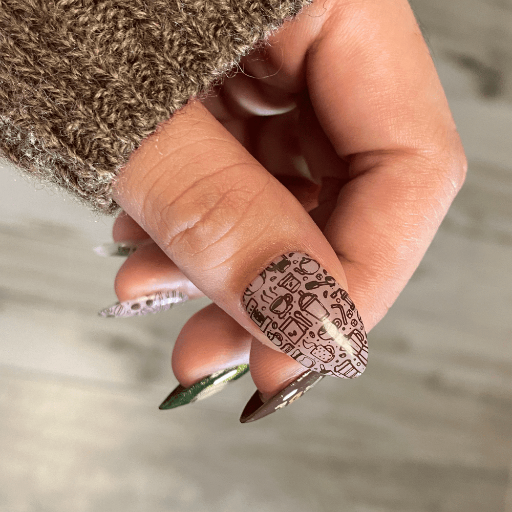 Love Me A Latte (M421) - Nail Stamping Plate