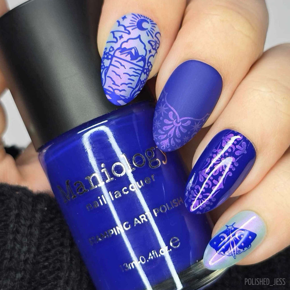 Bluebeam (B536) - Cream Electric Blue Stamping Polish