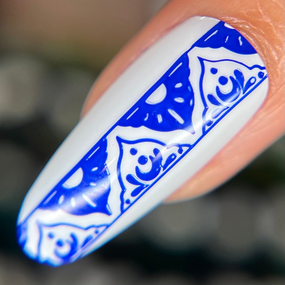 Bluebeam (B536) - Cream Electric Blue Stamping Polish