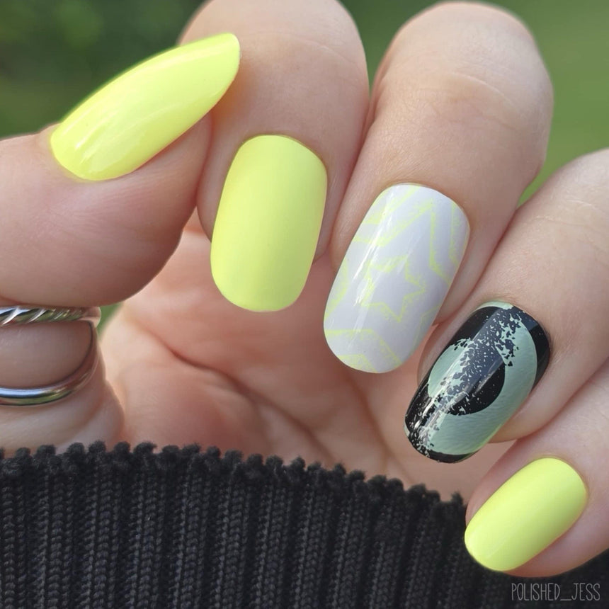 Beeper Buzz (B551) - Cream Neon Yellow Stamping Polish