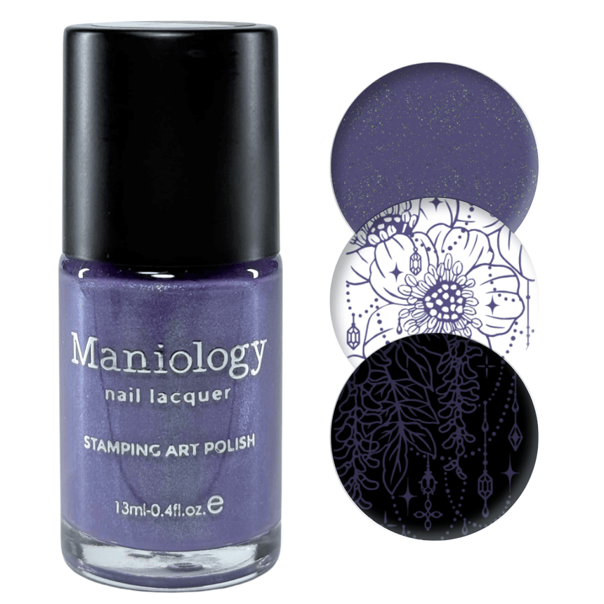Jeweled Petals (B583) - Dark Purple Creme Shimmer Stamping Polish