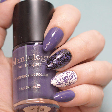 Jeweled Petals (B583) - Dark Purple Creme Shimmer Stamping Polish