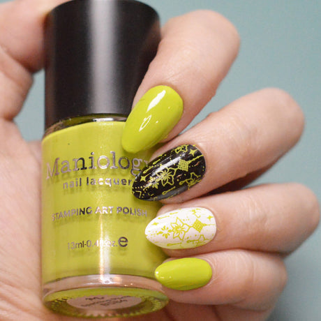 Sparkling Stems (B584) - Light Green Creme Shimmer Stamping Polish