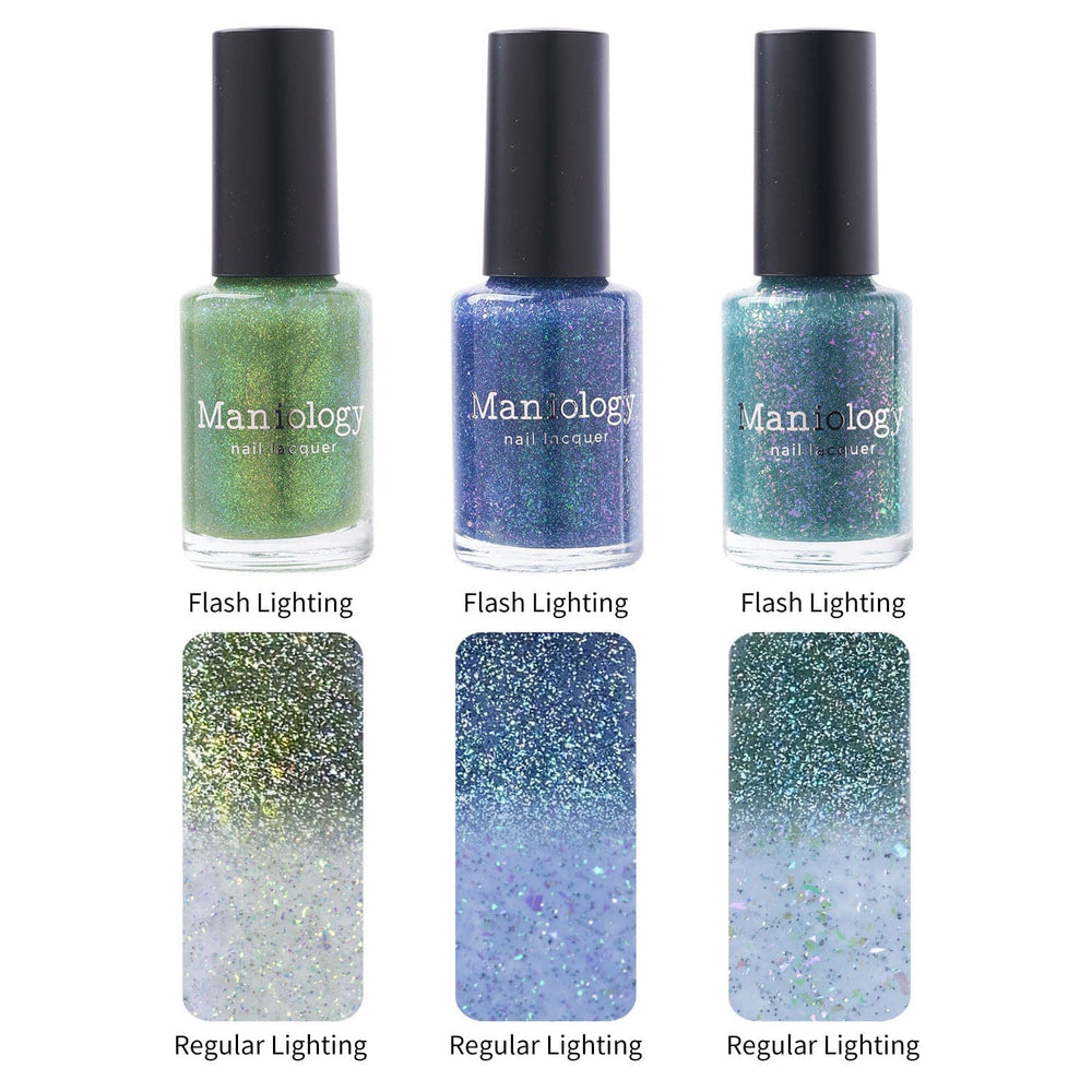 Morning Dew: 3-Piece Flakies Jelly with Reflective Glitter Nail Polish Set