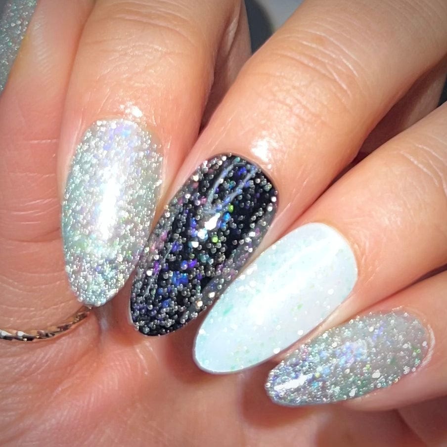 Morning Dew: First Light (P161) - Teal Flakies Jelly Nail Polish with Reflective Glitter