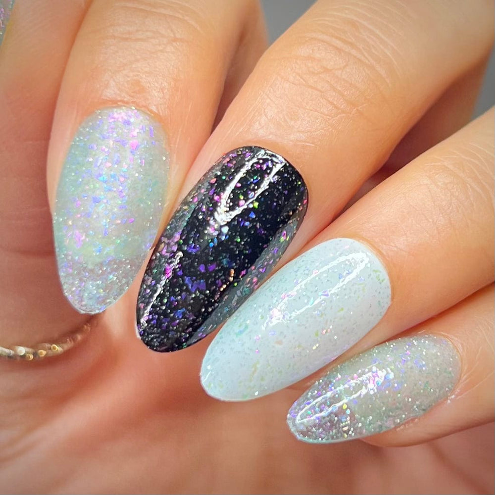 Morning Dew: First Light (P161) - Teal Flakies Jelly Nail Polish with Reflective Glitter