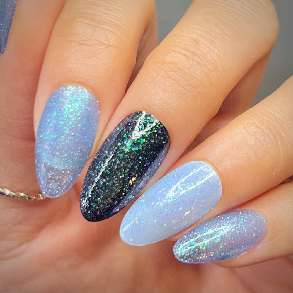 Morning Dew: Water Droplet (P162) - Blue Flakies Jelly Nail Polish with Reflective Glitter