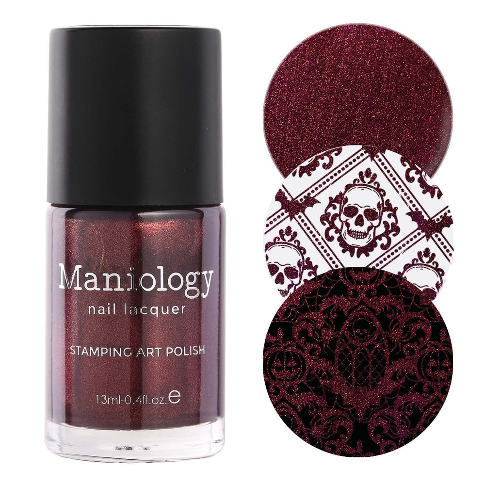 Nightshade: Velvetine (B527) - Maroon Red With Gold Shimmer Stamping Polish