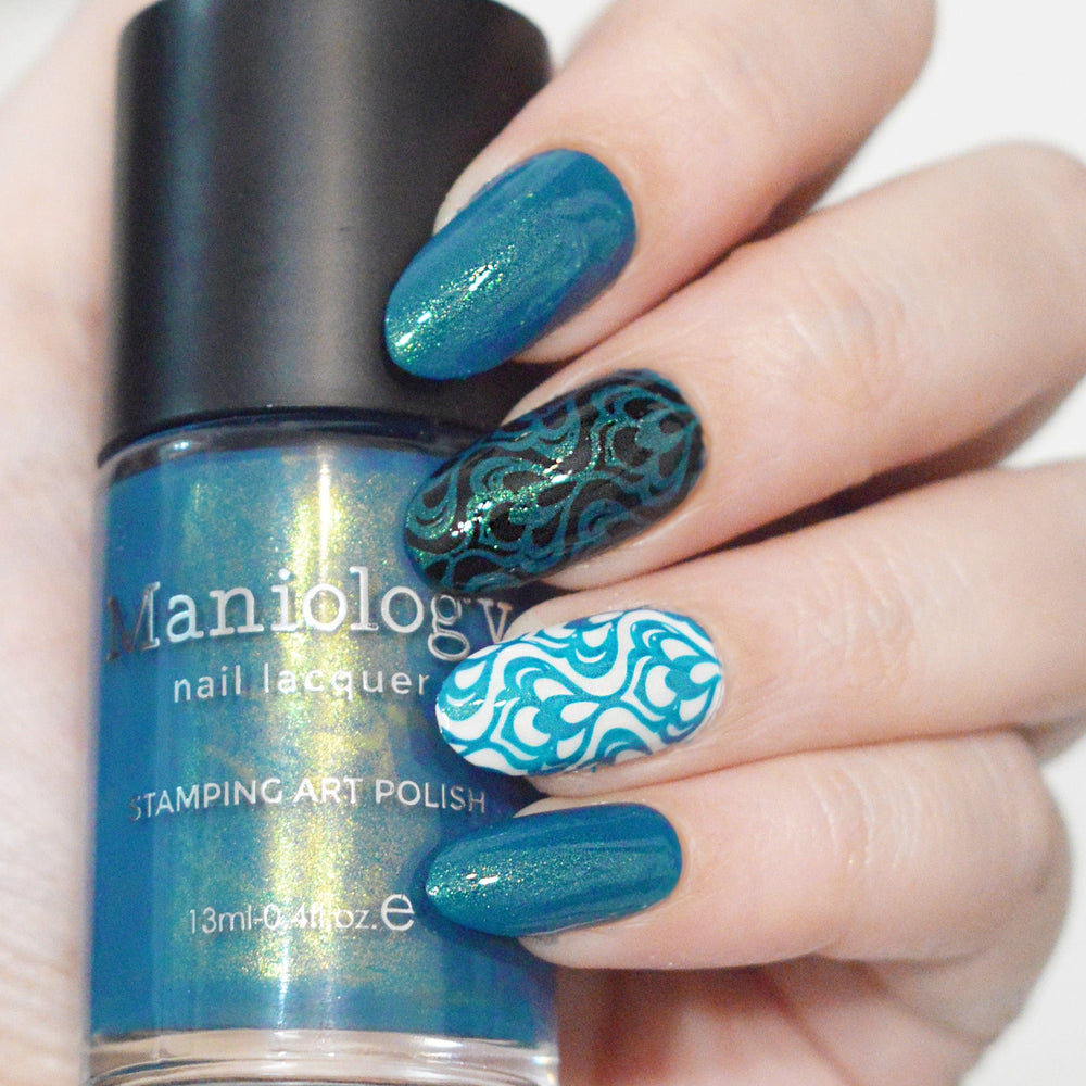 Nightshade: Moonwake (B528) - Teal With Gold Shimmer Stamping Polish