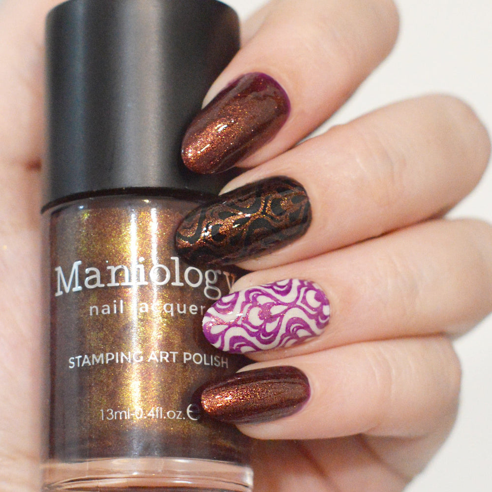 Nightshade: Velvetine (B527) - Maroon Red With Gold Shimmer Stamping Polish