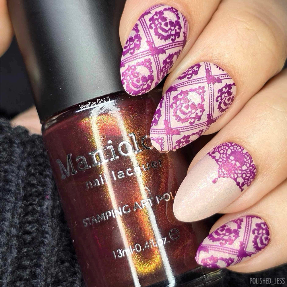 Nightshade: Velvetine (B527) - Maroon Red With Gold Shimmer Stamping Polish