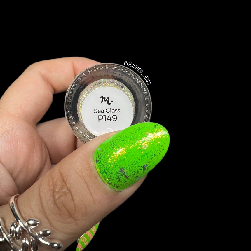 Ocean Crush: Sea Glass (P149) - Iridescent Gold/Silver Jelly Flakies Nail Polish