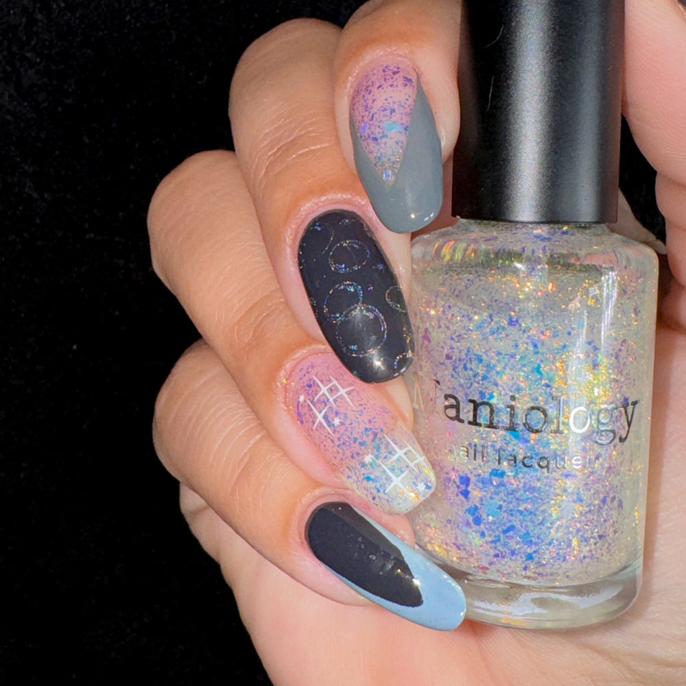 Ocean Crush: Sea Glass (P149) - Iridescent Gold/Silver Jelly Flakies Nail Polish