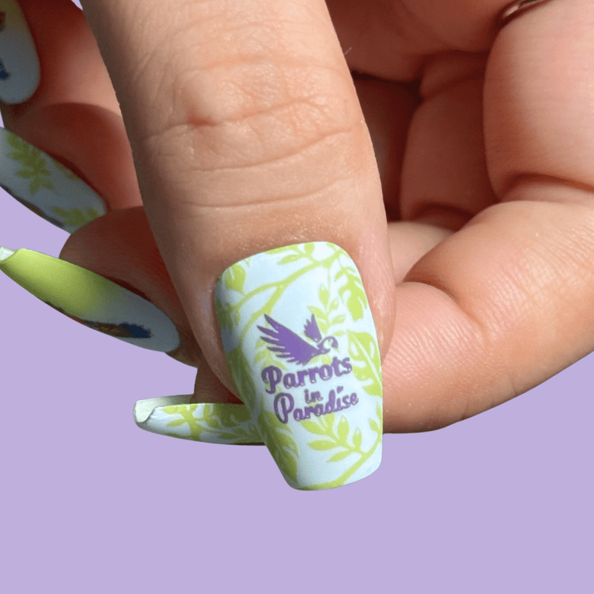 Parrots in Paradise Sanctuary (M624) - Nail Stamping Plate