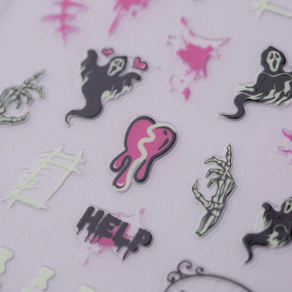 Pink Phalanges (TH-0866) - Glow In The Dark Nail Art Sticker Sheet