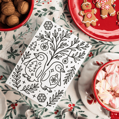 Printable Holiday Christmas Coloring Card 2025 - Digital Download