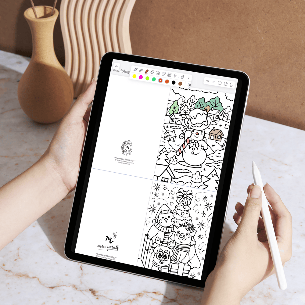 Printable Holiday Christmas Coloring Card - Digital Download