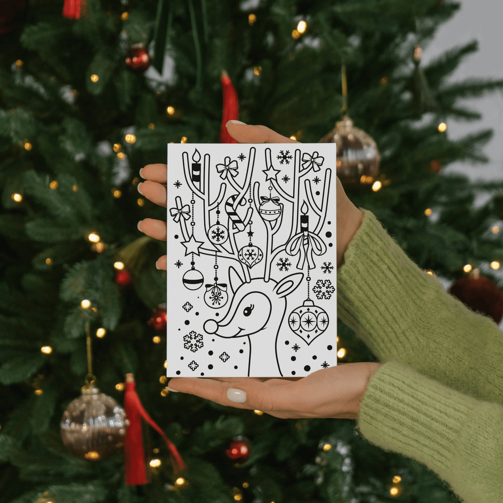 Printable Holiday Christmas Coloring Card - Digital Download