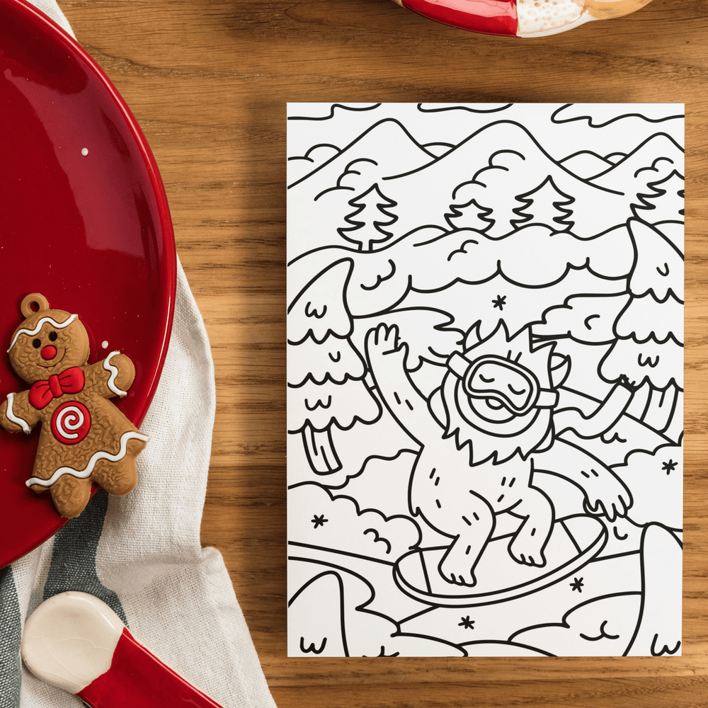 Printable Holiday Christmas Coloring Card - Digital Download