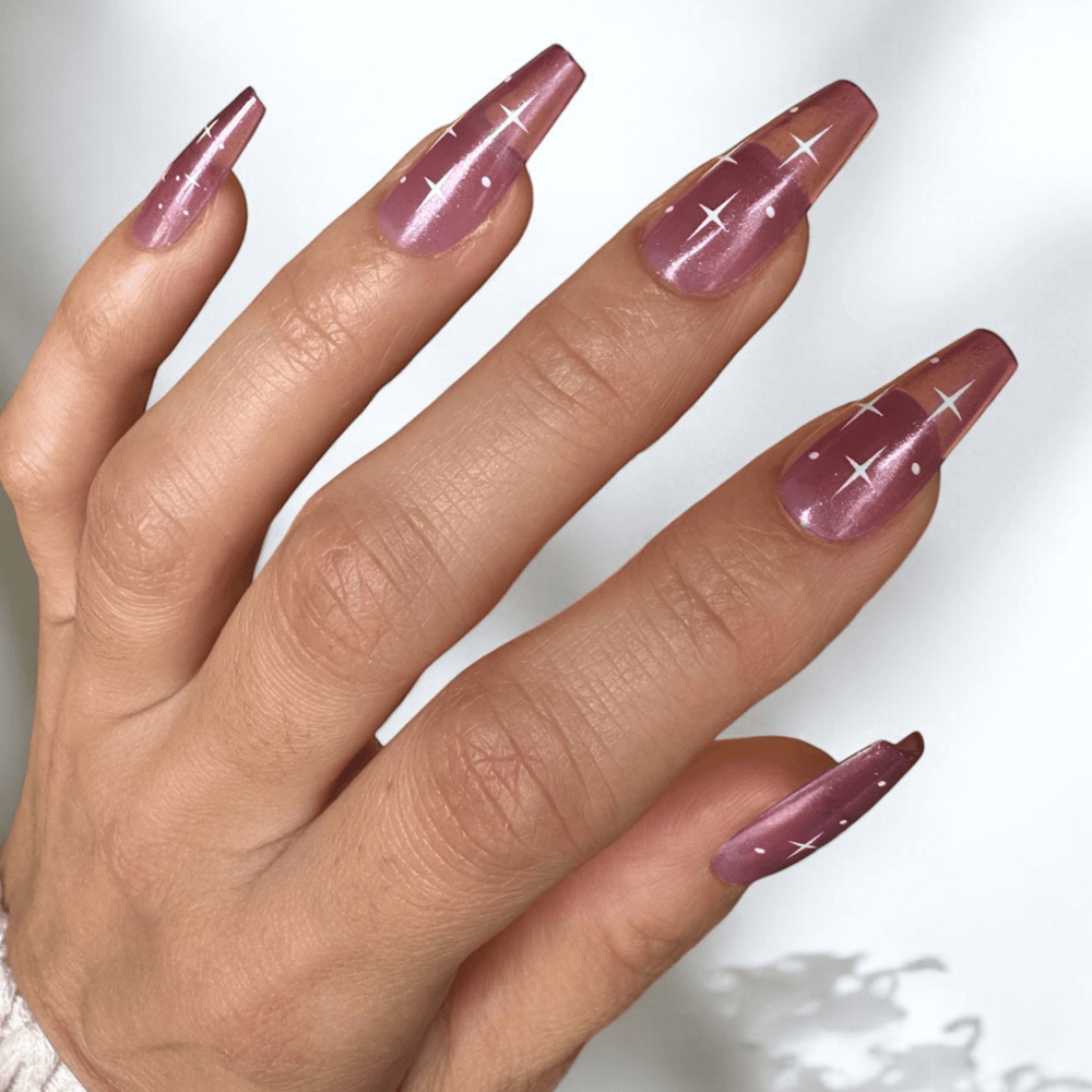 Purple Nebula Press On Nails - Medium Coffin