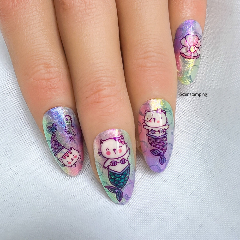 Purrmaid Tales (M500) - Nail Stamping Plate