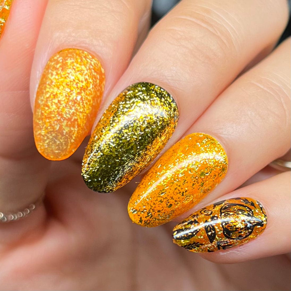 Rustic Charm: Amber Gleam (P168) - Orange with Silver Glitter Jellies Nail Polish