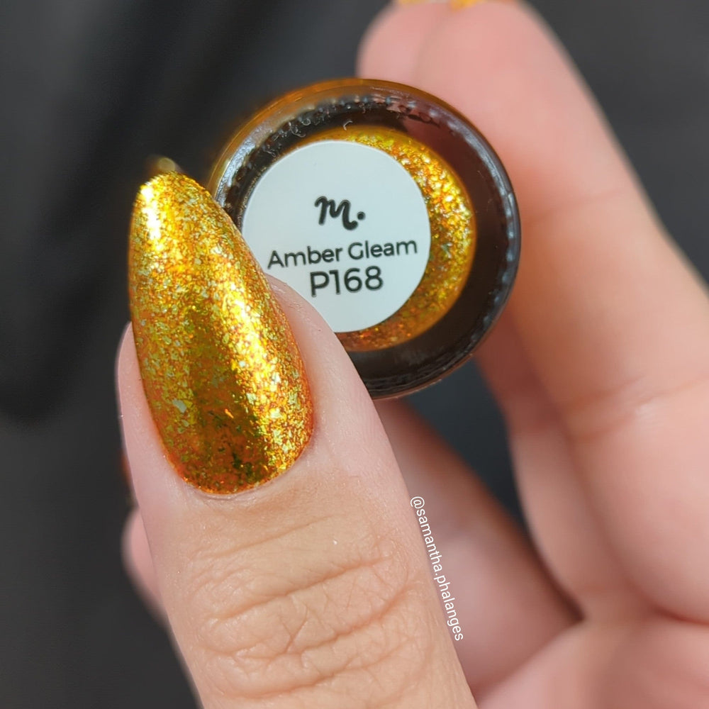 Rustic Charm: Amber Gleam (P168) - Orange with Silver Glitter Jellies Nail Polish