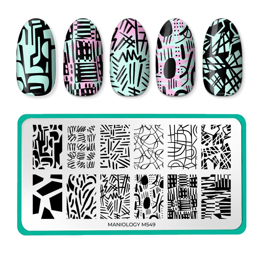 Scribbled Geos (M549) - Nail Stamping Plate