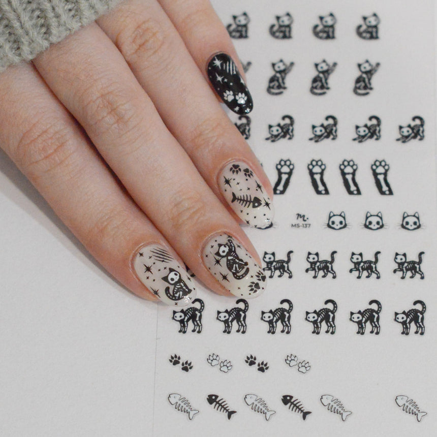 Skele-Cats (MS-137) - Nail Art Sticker