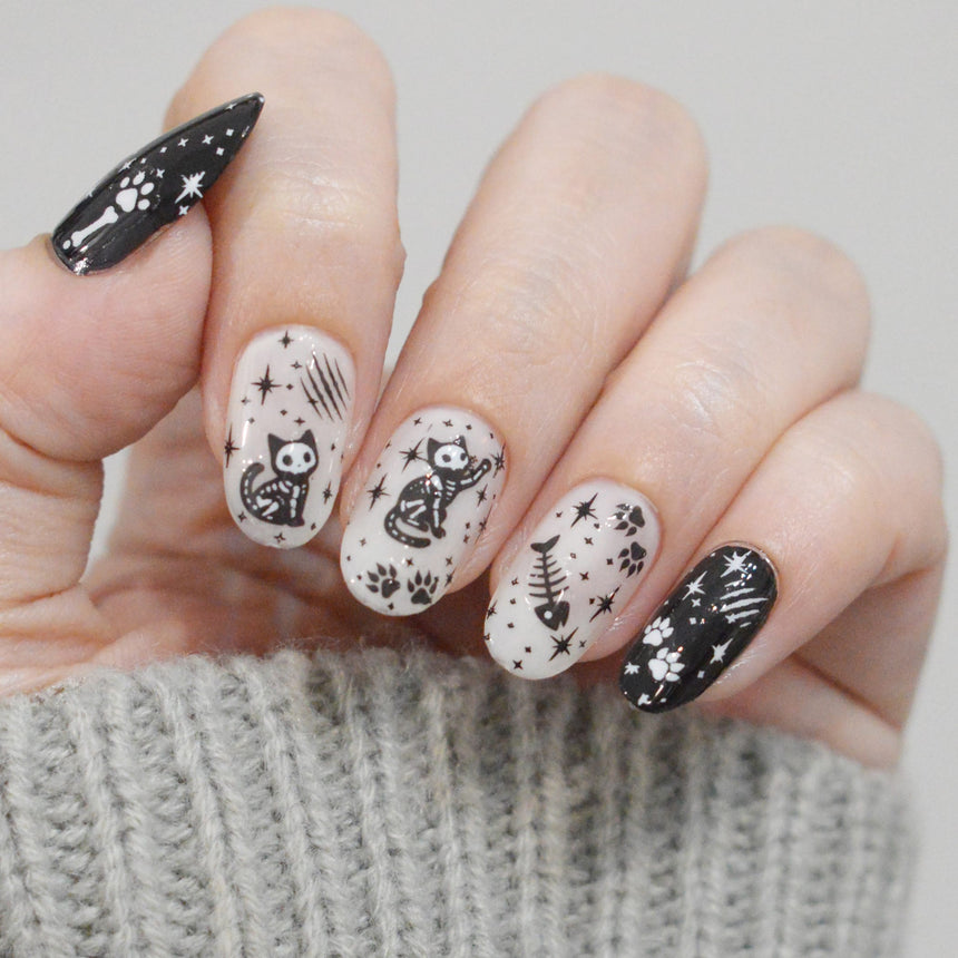 Skele-Cats (MS-137) - Nail Art Sticker