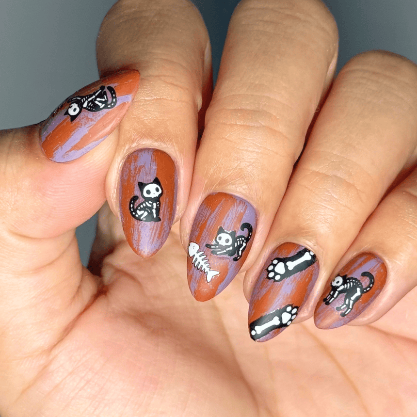 Skele-Cats (MS-137) - Nail Art Sticker