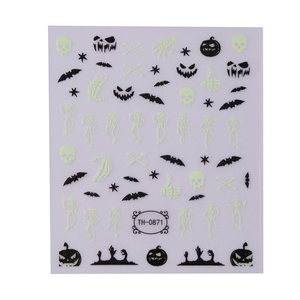 Skeleton Fun (TH-0871) - Glow In The Dark Nail Art Sticker Sheet