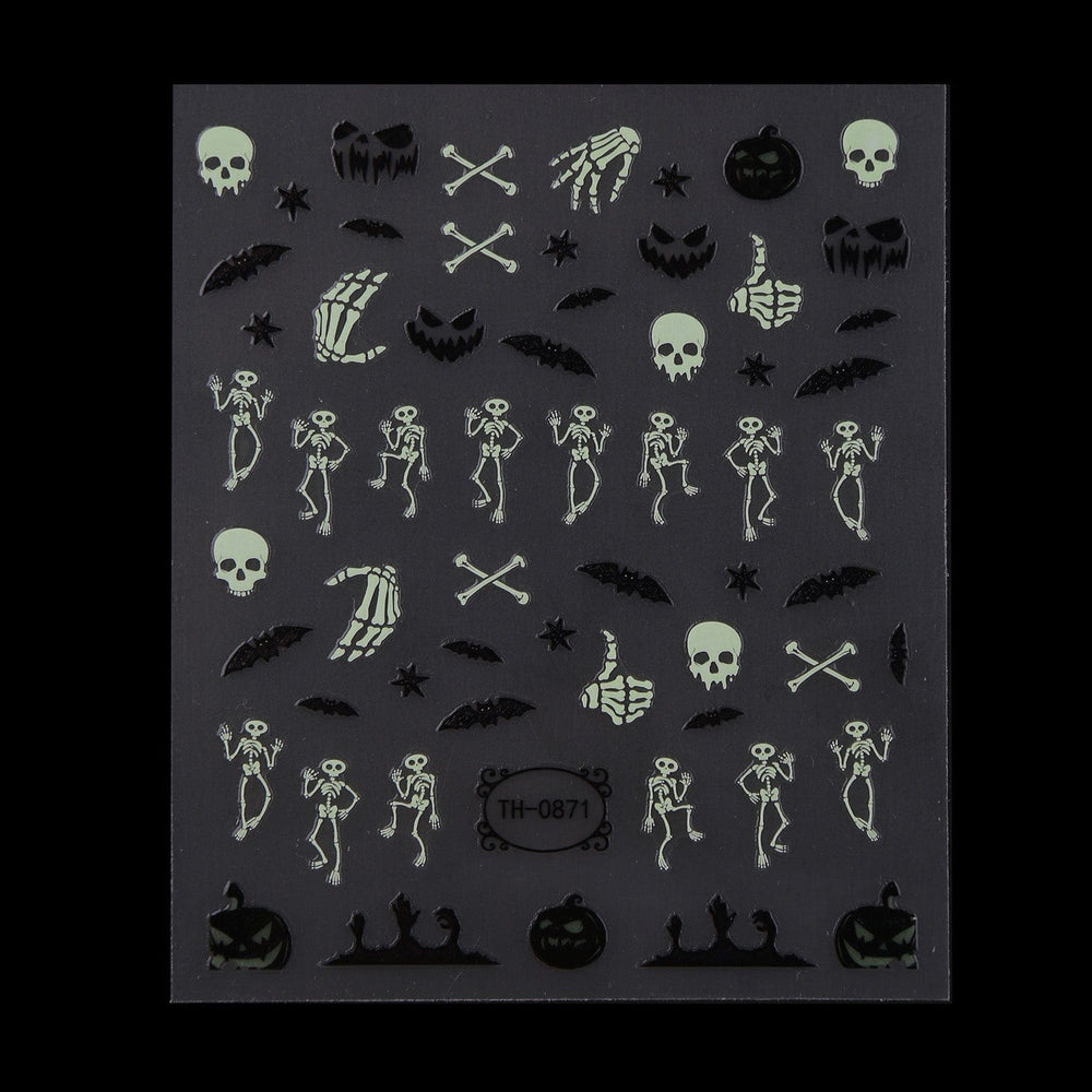 Skeleton Fun (TH-0871) - Glow In The Dark Nail Art Sticker Sheet