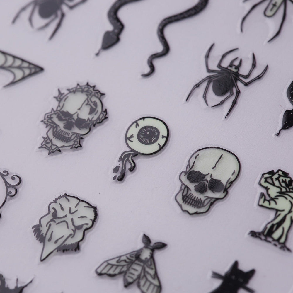 Spiders (TH-0868) - Glow In The Dark Nail Art Sticker Sheet