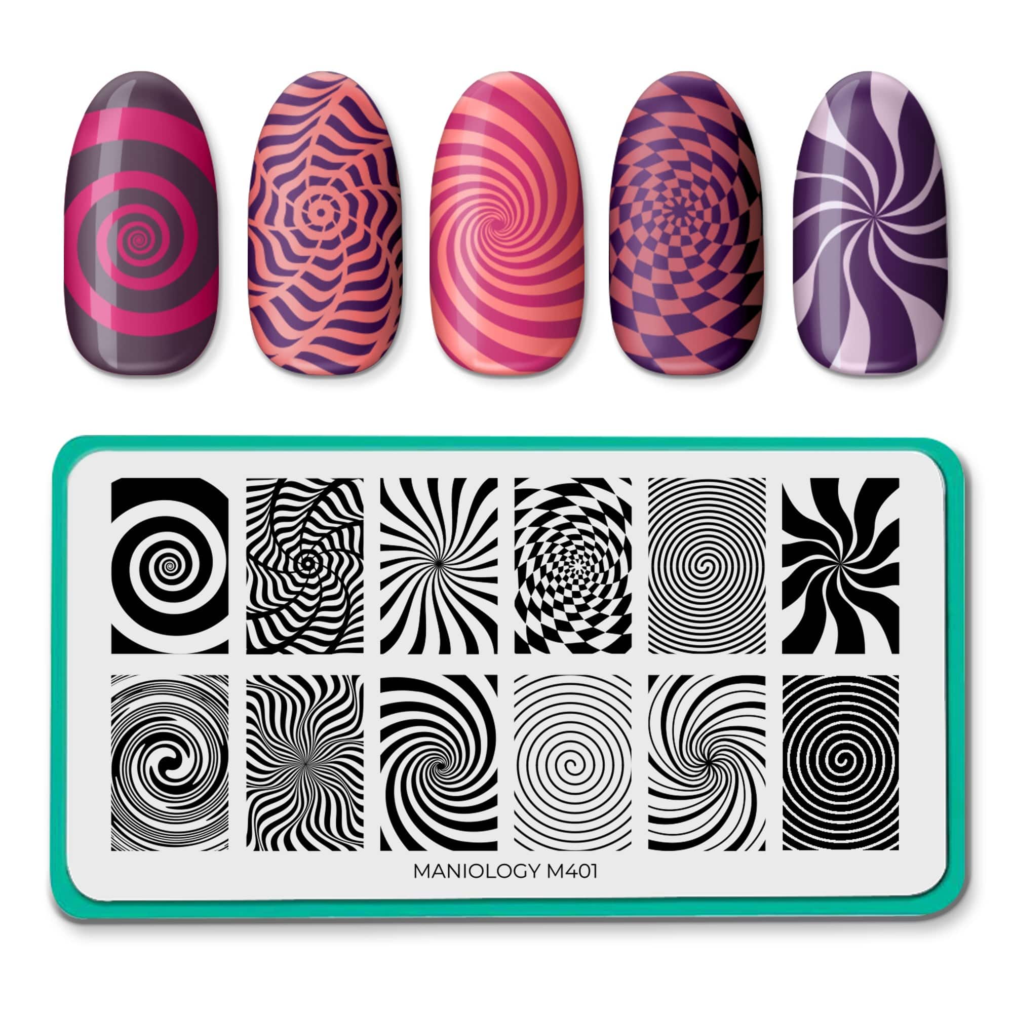 Illusion Raspberry Nail Spiral Illusions (M401) - Nail Stamping Plate – Maniology