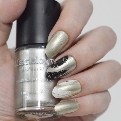 Stardust (B580) - Silvery Gold Metallic Stamping Polish
