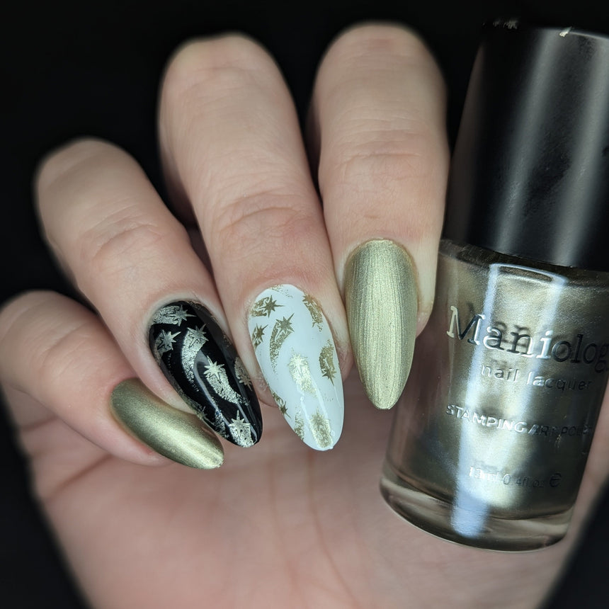 Stardust (B580) - Silvery Gold Metallic Stamping Polish