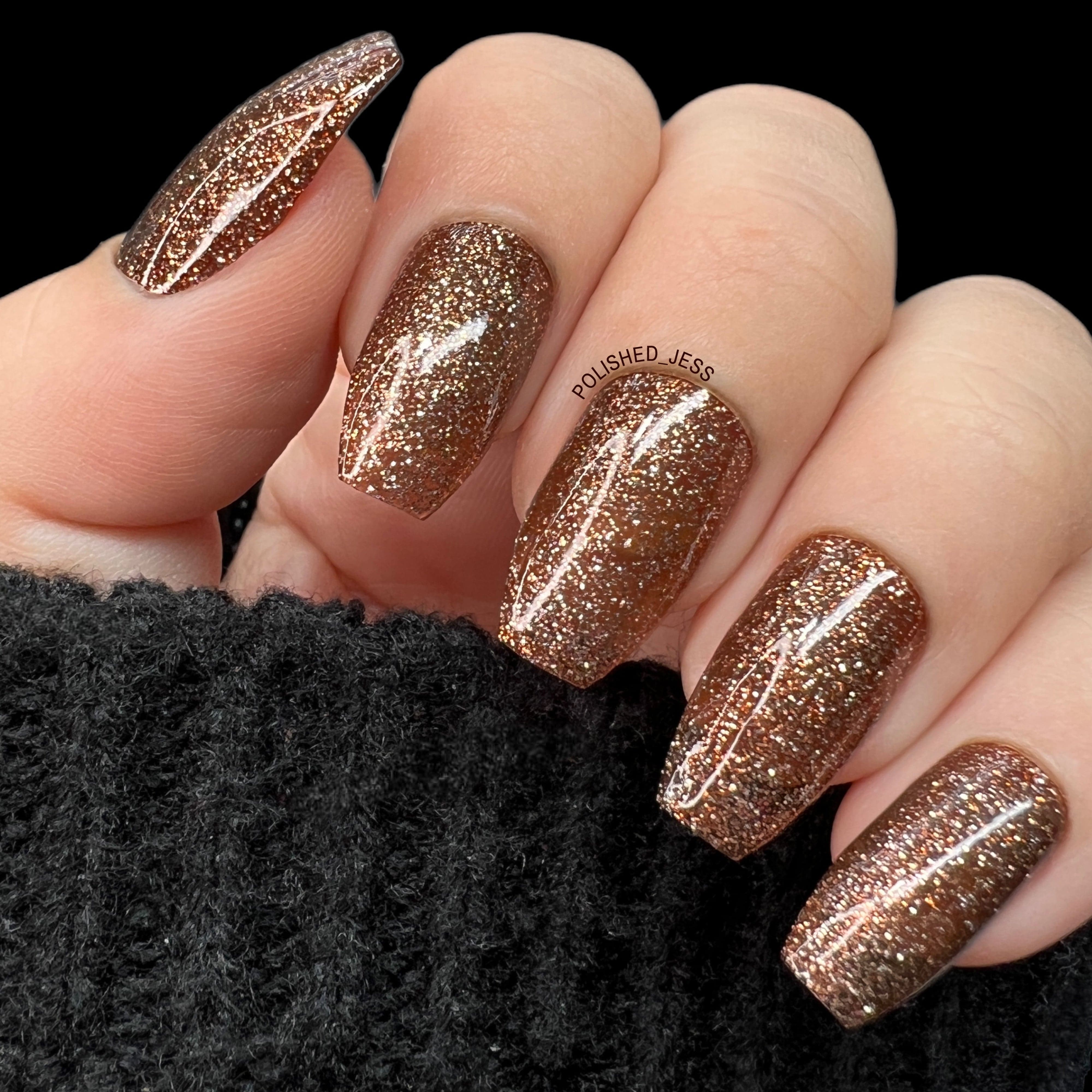 Muse Semi Sheer Dark Brown Glitter Nail Polish | Maniology